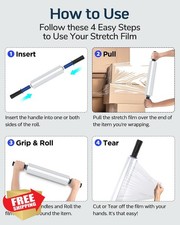 FugaCity Stretch Wrap Film-15 Inch 1000 ft 60 Gauge Shrink Wrap for Pallet Wr...