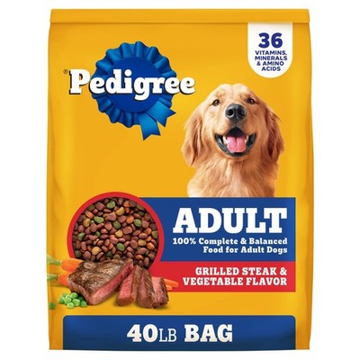 Adult Dry Dog Food, Complete Nutrition, Grilled Steak & Vegetable Flavor, 40 Lb.