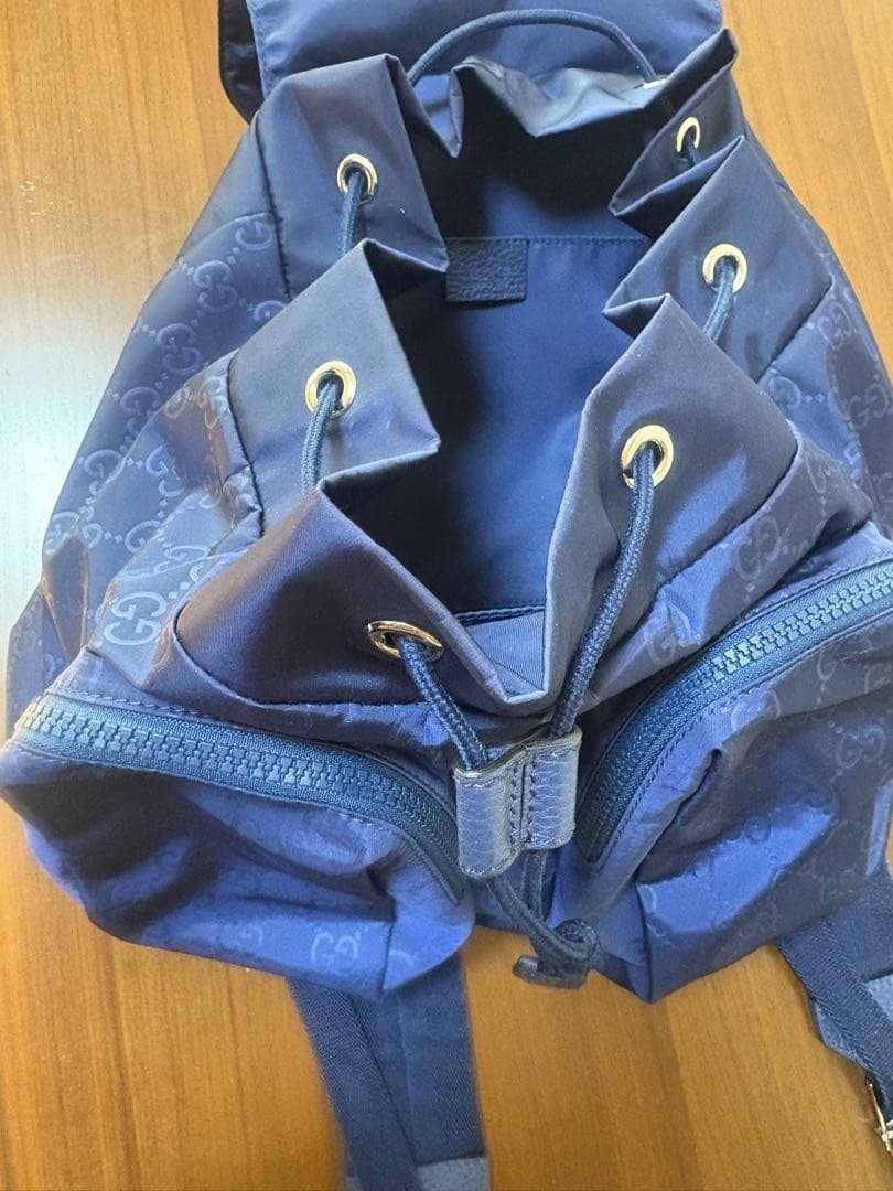 GUCCI Drawstring Backpack Rucksack Nylon Navy Blu… - image 16