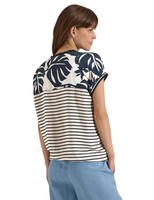 Cecil Bluse XL Palm Breeze Green, Split Neck, Printmix, Damenoberteil