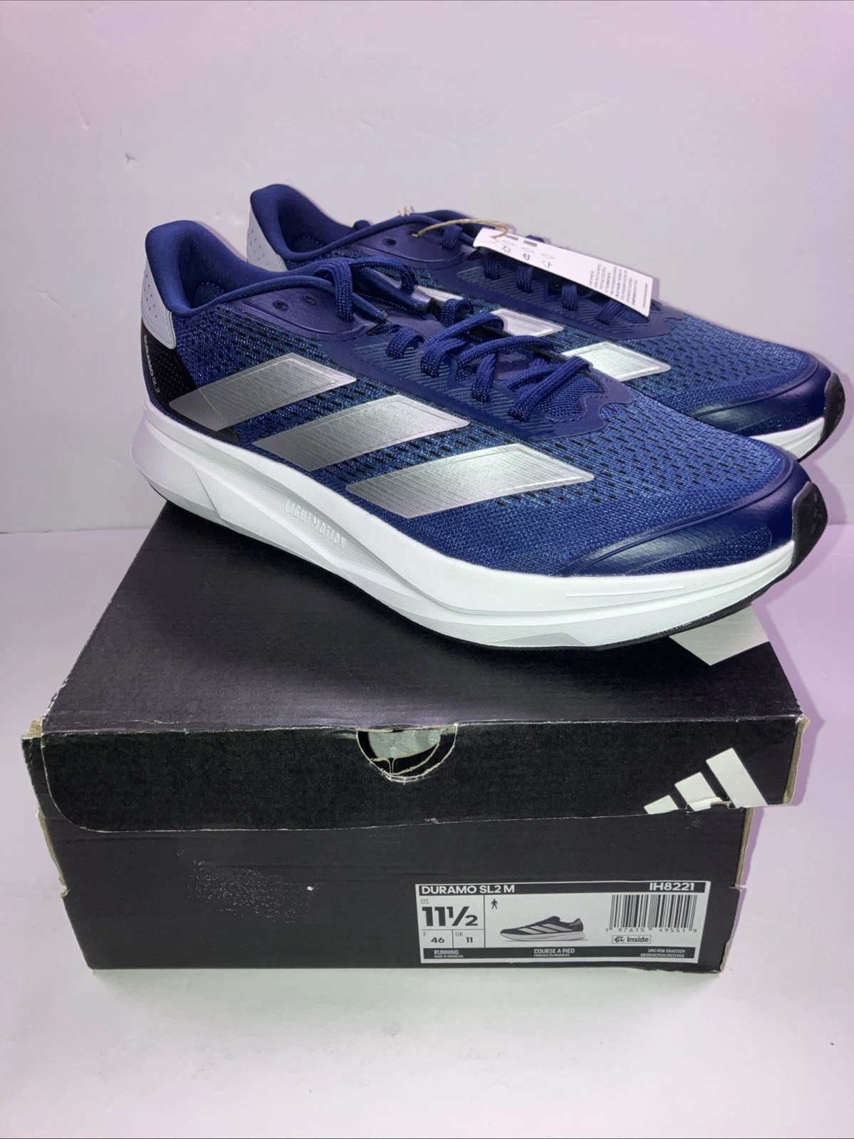 NEW ADIDAS Men’s Duramo SL 2M Shoes,IH8221,Dark Blue / Silver Metallic,SZ: 11.5M