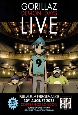 Gorillaz Blur Damon Albarn London 2025 A3 A4 Print Poster Unframed