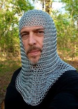 Steel Chainmail Handmade Chain Mail Coif Armor Hood for Hauberk Unique
