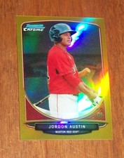 2013Bowman Chrome Boston Red Sox Jordon Austin Gold Prizm Mini Card