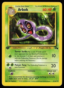 Arbok 31/62 Fossil 1st Edition Uncommon Pokemon Card