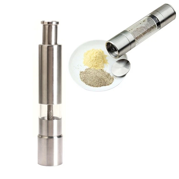304 Stainless Steel Salt and Pepper Grinder Mill - One-Hand Operation, Durable