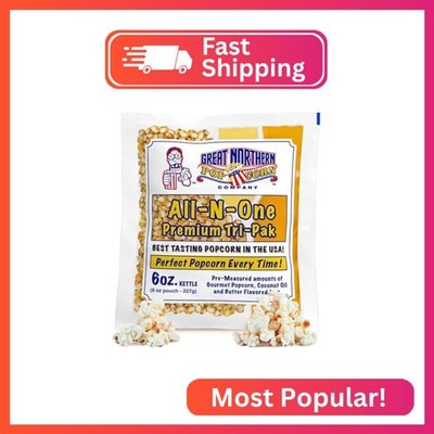 6oz Popcorn Machine Popcorn Packets - All-in-One Movie Theater Style Popcorn Ker