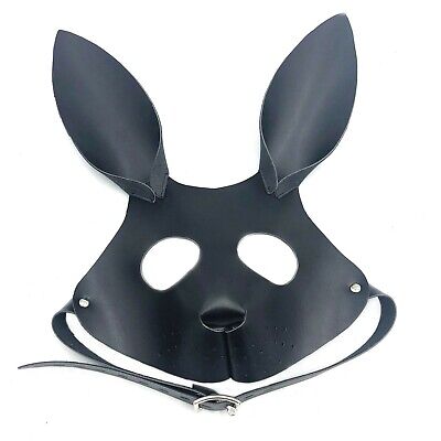 New PU Leather Rabbit Open Eye Mask Harness Costume Roleplay Head Hood BLK New PU Leather Rabbit Open Eye Mask Harness Costume Roleplay Head Hood BLK