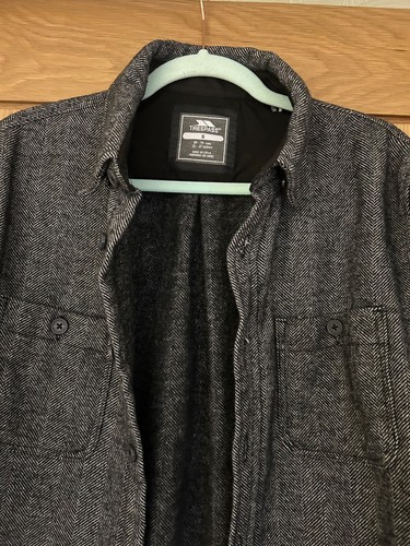 Trespass Black Herringbone Button Up Overshirt Jacket Size S - Picture 2 of 12
