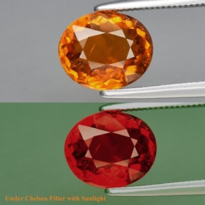 Tourmaline Orange - Red 1.64 ct Color Change is Seen under Chelsea ...