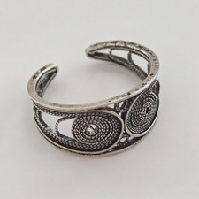 Vintage Sterling Silver Filigree Ring Openwork Spiral Design Adjustable 8.5 Band