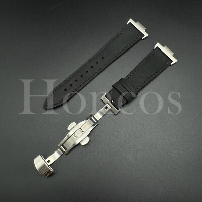 Vintage Leather Watch Band Strap Fits Tissot PRX Adapter Clasp Quick Release BLK