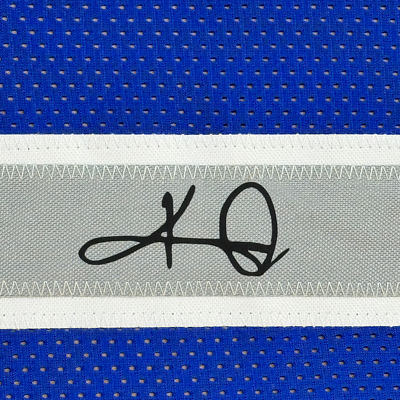 Framed Facsimile Autographed Kyrie Irving 33x42 Blue Reprint Laser