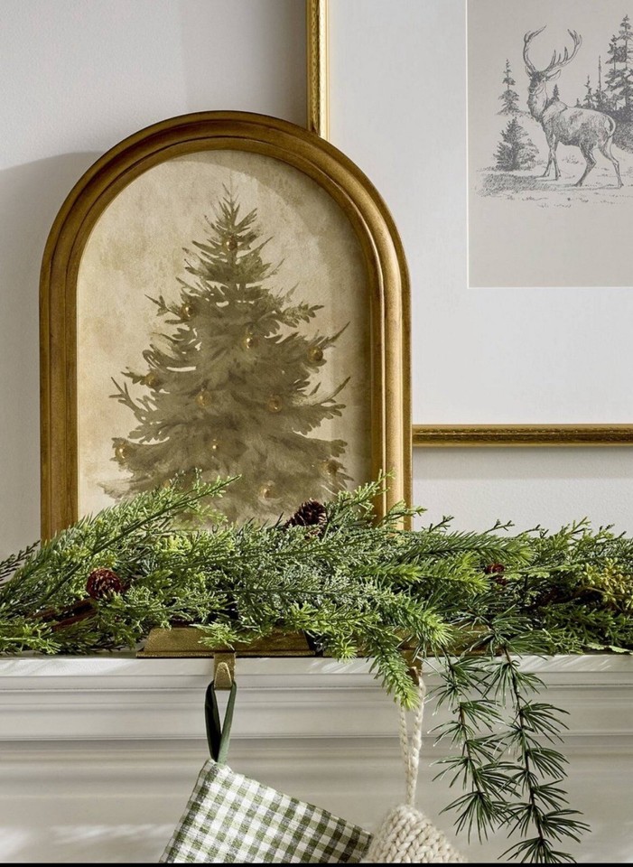 New THRESHOLD STUDIO MCGEE CHRISTMAS 2024 TREE Wall Art Gold wood Frame