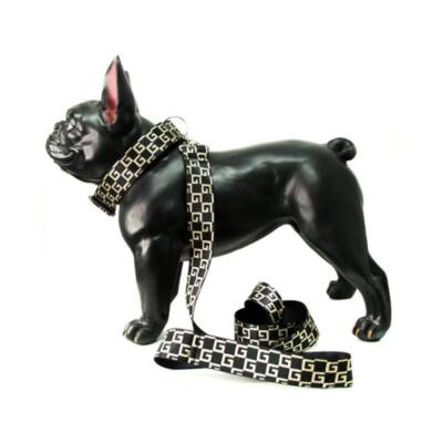 Fashion French Bulldog Black Dog Collar and Leash Set for Medium Dogs - Main Image