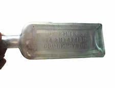 Antique Dr Bakers Bottle Plantation Cough Syrup Keokuk Iowa Pale Blue Glass Open