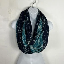 Keds Womens Reversible Infinity Scarf Blue Floral Lightweight Fashion Accessory