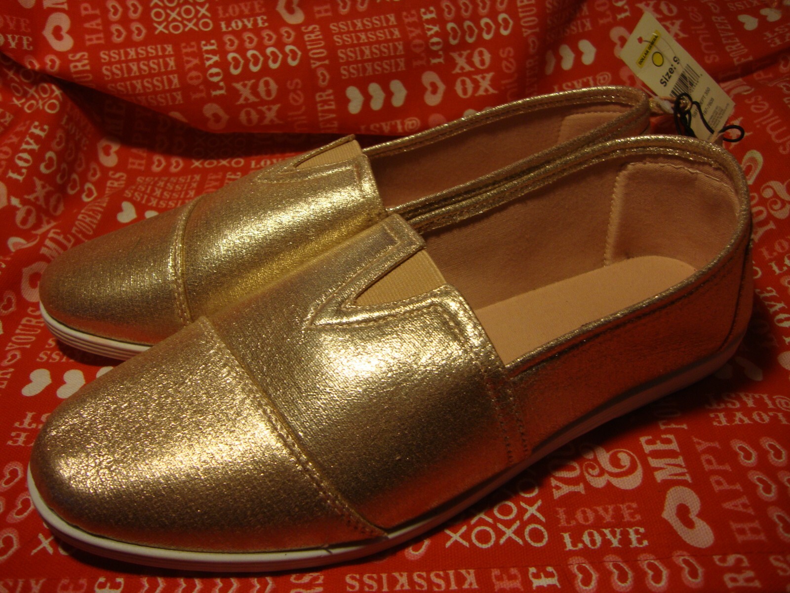 PANTOFOLA D’ORO Nuove pantofole slip on donna Bobbie Brooks rosa oro 374