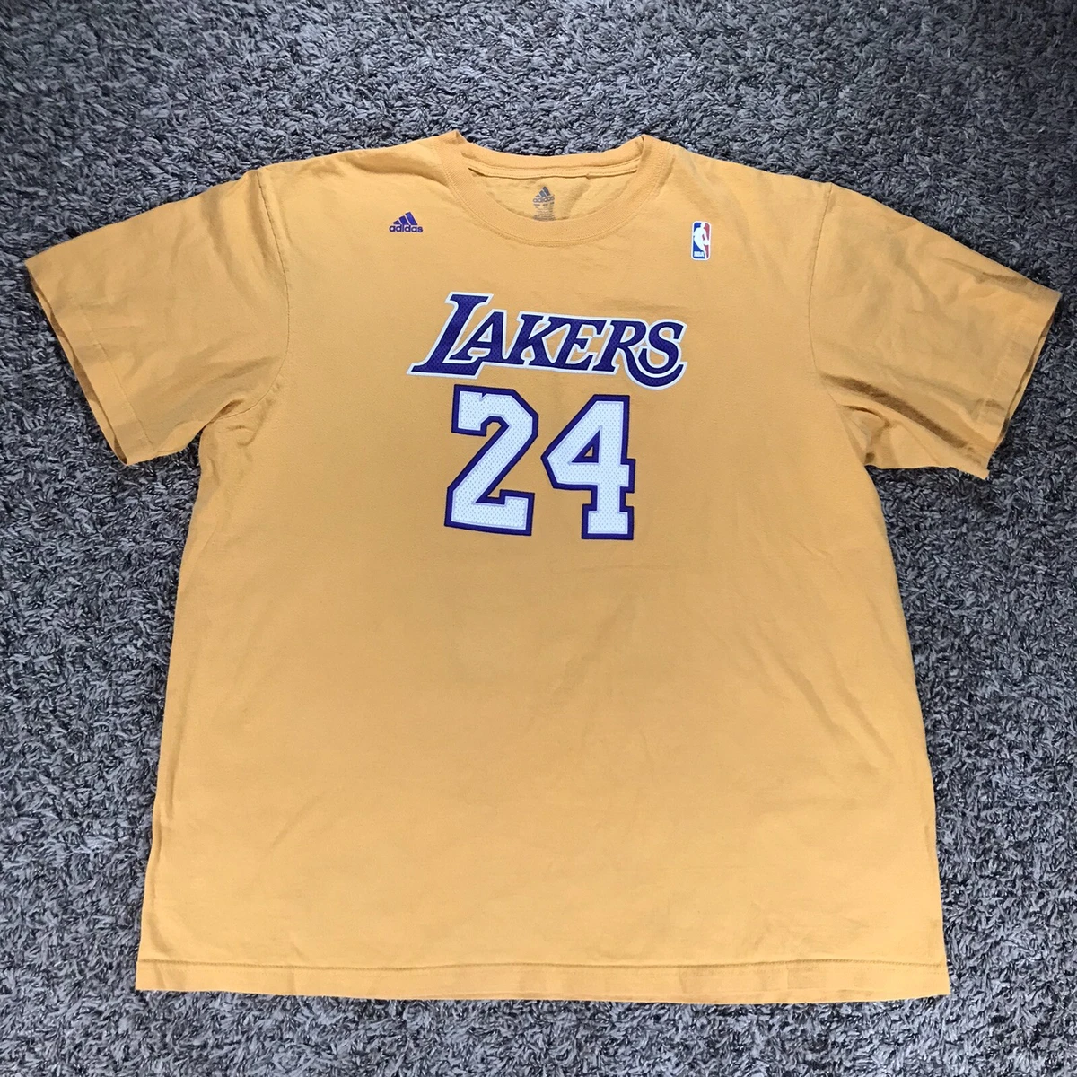 LOS ANGELES LAKERS NBA BASKETBALL SHIRT JERSEY ADIDAS KOBE BRYANT #24  YELLOW MEN