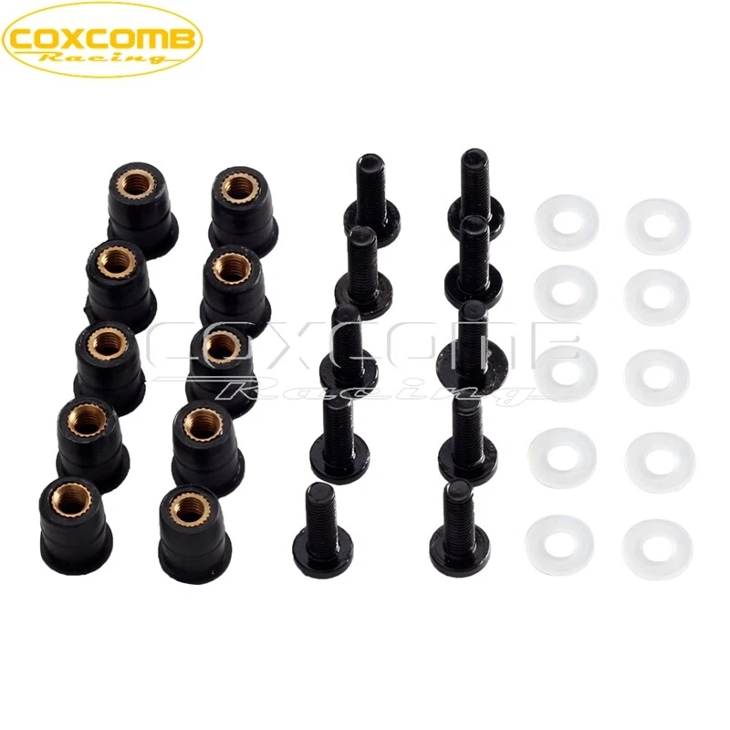 10x M5 5mm Motorcycle Fairing Bolts Spire Speed Fastener Clips Screw Spring Nuts — 第 4/4 张图片