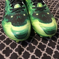 UNDER ARMOUR Locked Down Men  s Football Cleats Shoes Sz 12 Green Black Skulls