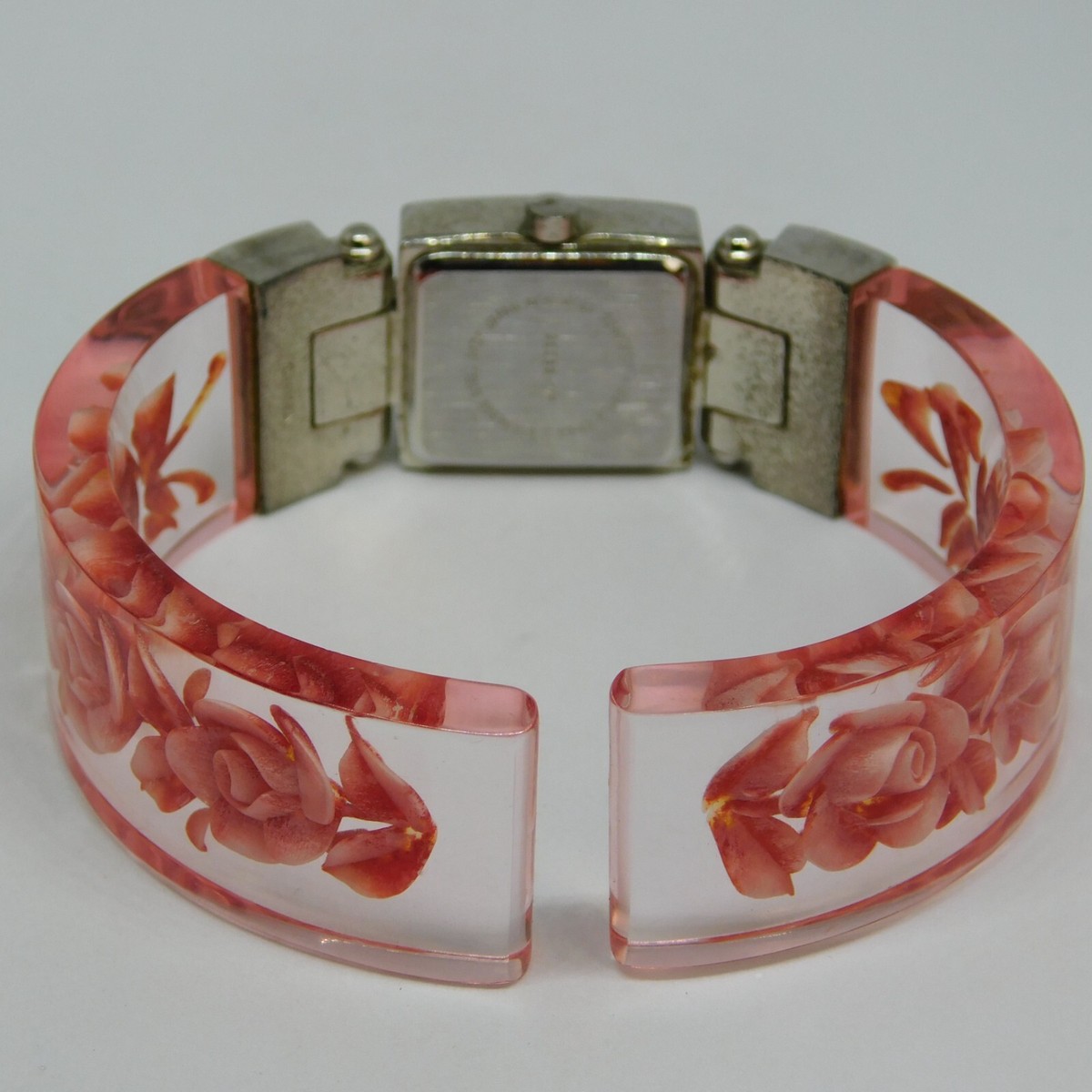 Flower Pattern Cuff Bracelet Quartz Analog Women