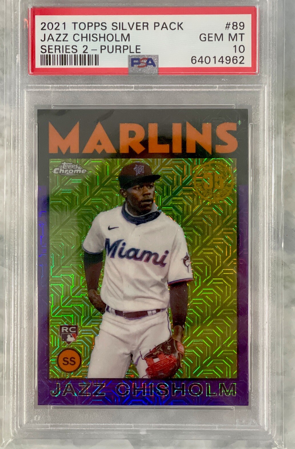 Jazz Chisholm Rookie PSA 10 /75 Purple Refractor 2021 Topps Chrome Series 2 #89