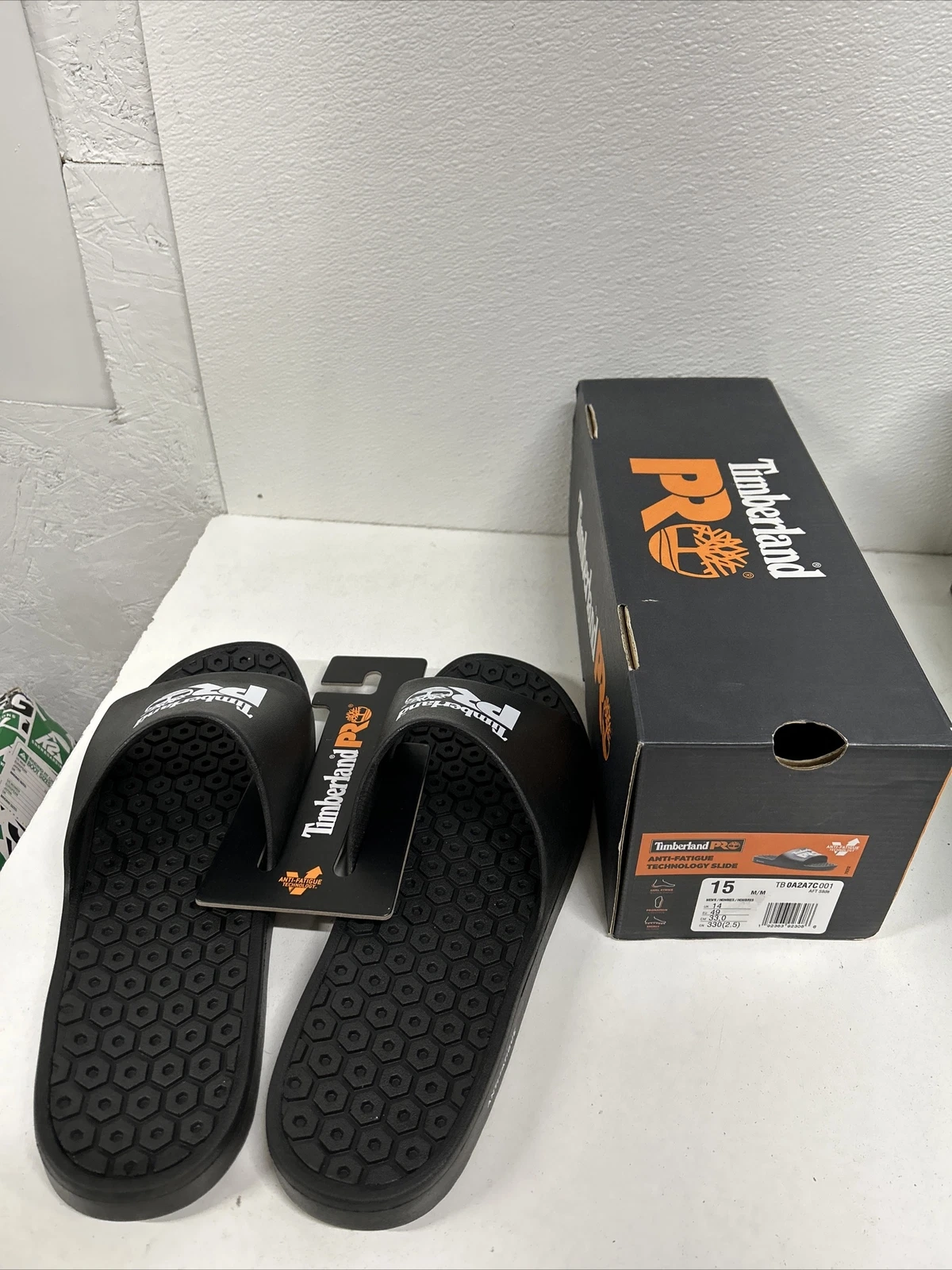 Timberland PRO Mens Anti Fatigue Technology Black Slides Size 15 #h4