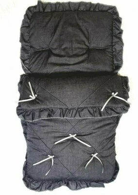 Frilly Broderie Anglaise - Push Chair Footmuff/Cosy Toes - Black