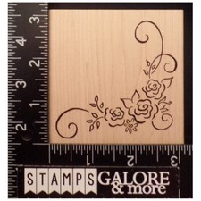 DENAMI DESIGN RUBBER STAMPS FLOURISH CORNER SWIRLS ROSES LEAVES FLOWERS 3174
