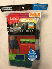 NWT Hanes Men M 5 Pack Boxer Brief Underwear Cotton Cotton Blend Tagless Cool