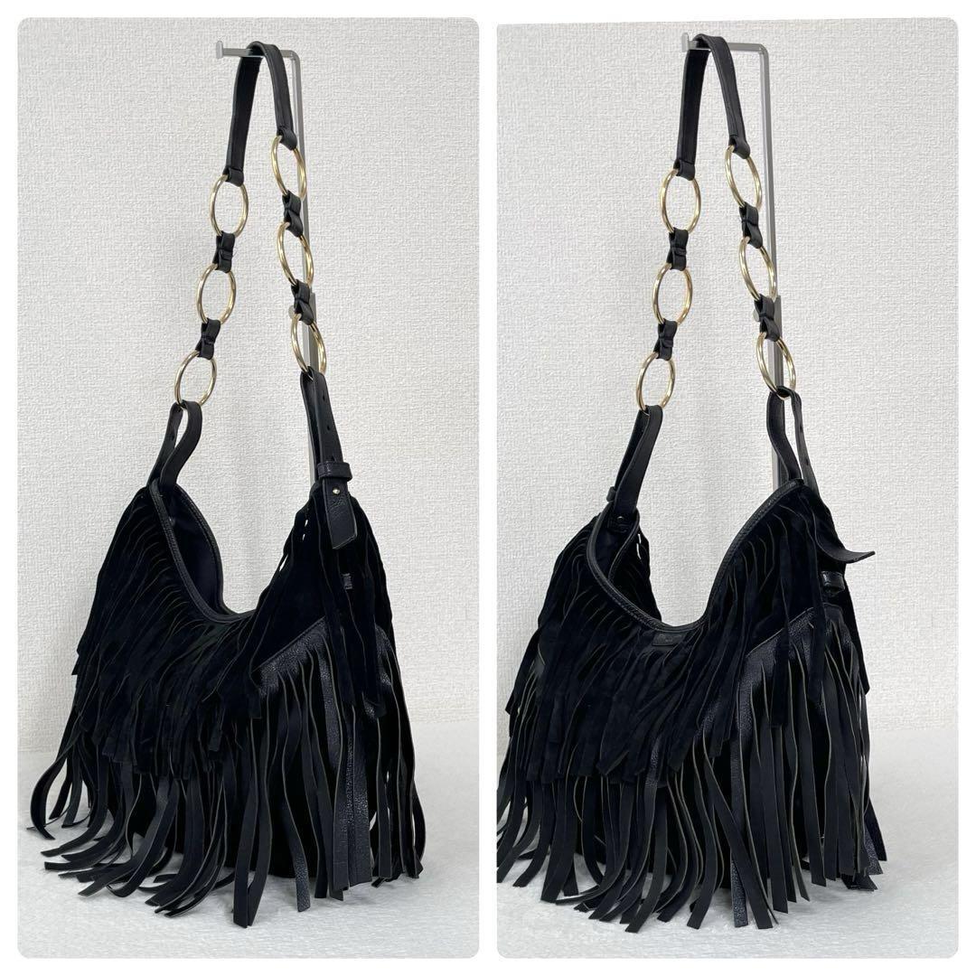 YSL Yves Saint Laurent Black Boheme Suede Fringe Shoulder YSL Yves Saint Laurent Black Boheme Suede Fringe Shoulder