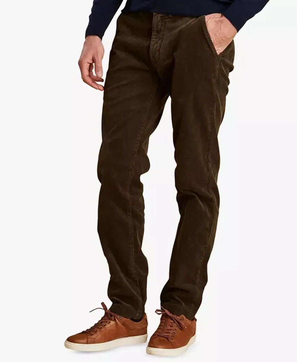 Barbour Men's Neuston Stretch Corduroy Pants (32RG, Dark Olive