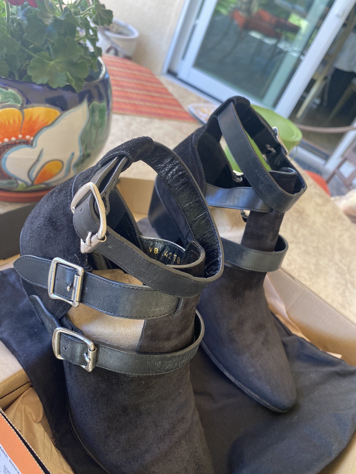 Stivaletti Saint Laurent neri scamosciati tacco basso 36 5 YSL