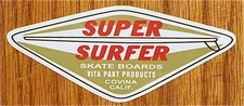 VINTAGE 60'S HOBIE SUPER SURFER SKATEBOARD STICKER, NEW VINYL 