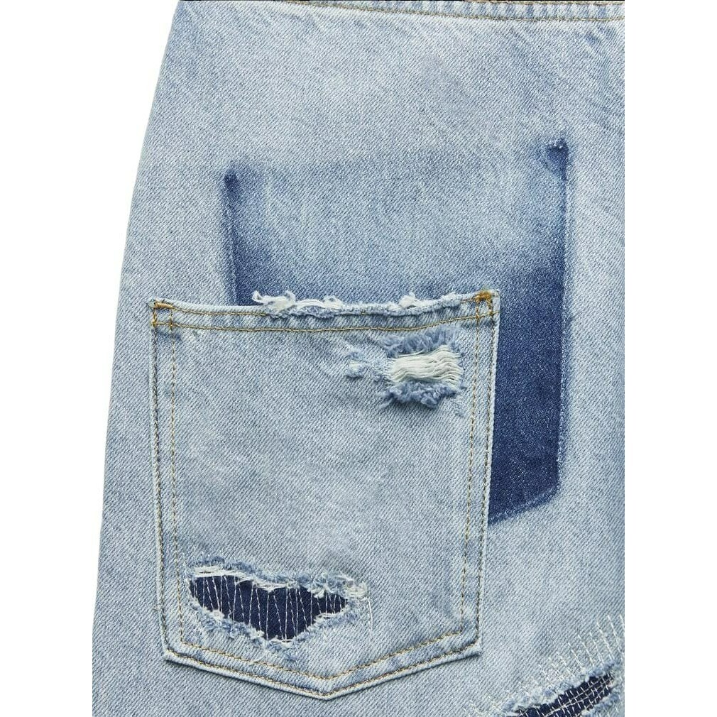 ZARA ZW LOOSE MID-RISE PAINT SPLATTER JEANS LIGHT BLUE SIZE ZARA ZW LOOSE MID-RISE PAINT SPLATTER JEANS LIGHT BLUE SIZE