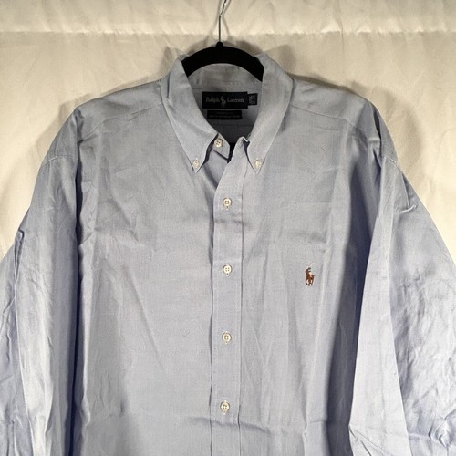 Ralph Lauren Oberhemd Herren 17 35 Blau Yarmouth Knopf Langarm Braun Pony - Bild 2 von 8