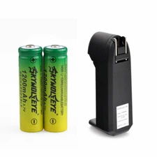 2pcs SkyWolfEye 14500 Battery Rechargeable 3.7V 1200mAh Cell +USA Charger