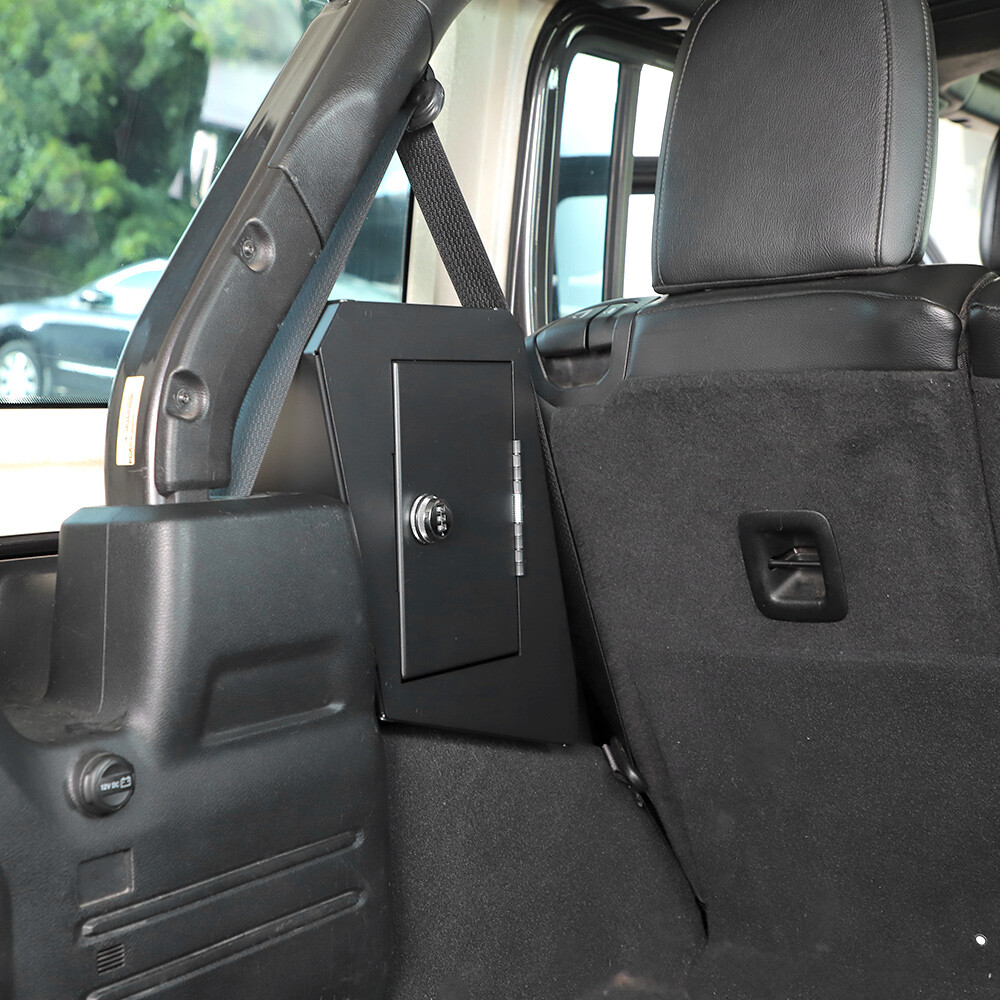 JOSHELA For 2024 Jeep JLU Left Side Trunk Safe Box With Security Lock For Jeep Wrangler JLU 2024 Up 4DR Black Metal Storage Accessories - View #6