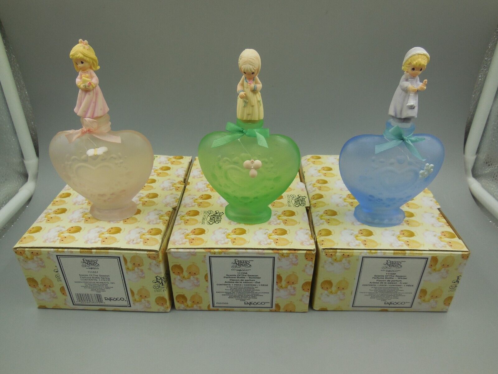 LOT OF 3 PRECIOUS MOMENTS SCENTS OF THE SEASON PERFUME BOTTLES 111557, 558, 560
