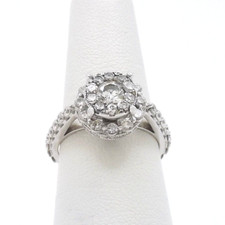 14k White Gold Diamond Engagement Ring Natural Illusion Head Halo sz7 Appraisal