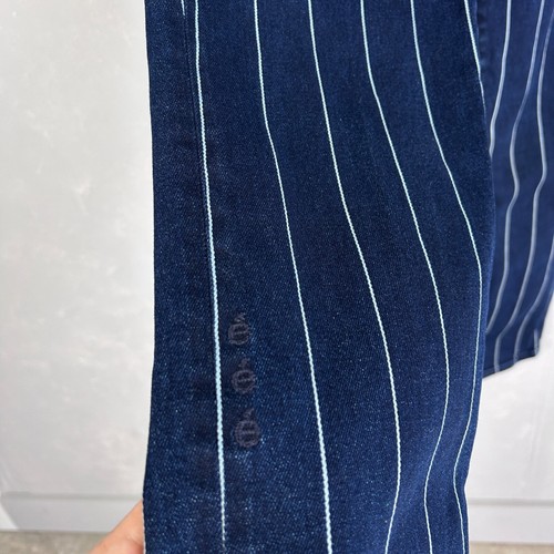 Jeans Finn Etica taglia 31 12 vita alta gamba dritta blu lavaggio scuro a righe - Foto 4 di 13