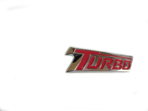 Turbo Emblem Badge Chrome w/ Red Lettering Adhesive New OEM - Bild 2 von 4