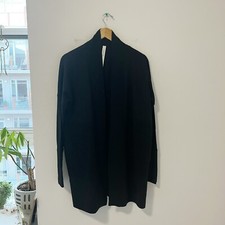 Lululemon Black Ribbed Merino Wool Open Cardigan Sweater Size 6