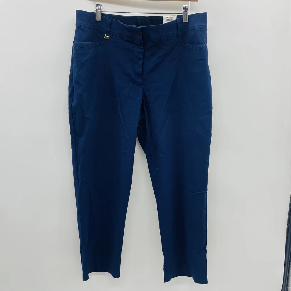 JM Collection Womens Petite Short 14PS Tummy-Control Curvy Fit Pants in Blue $49 - Image 2 of 4