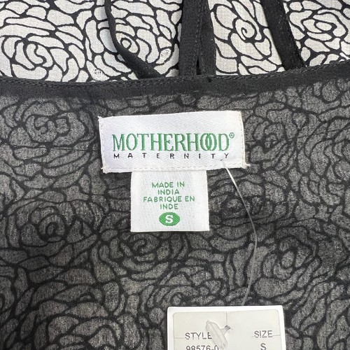 Motherhood Maternity Floral Top Blouse Sheer Layered Wrap Black Beige sz S Small - Picture 4 of 7