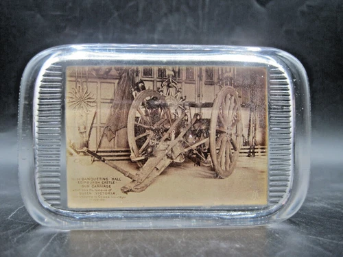 ANTIQUE  GLASS PAPERWEIGHT SEPIA '... EDINBURGH CASTLE'. SCOTLAND.