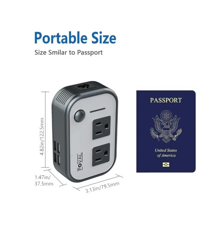 FOVAL Power Step Down 200V to 110V Voltage Converter IntnlTravel Adapter Foto 3 de 4