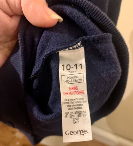 Girls George Blue Hooded Long Sleeved Pullover Top Age 10-11 Years - Picture 3 of 4