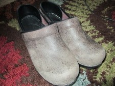 SANITA Danish Clogs Brown Suede Slip On Professional Shoes US 7-7.5 EU 38